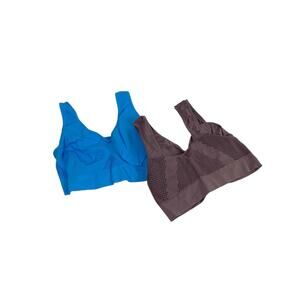 Size 1XL Set of 2 Womens Light Support Sports Bras Blue Purple